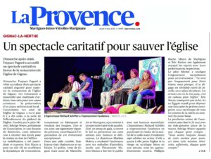 Le journal La Provence - Show caritatif avec Zize du panier et ses amis pour la Ville de Gignac et Richard Schiffer